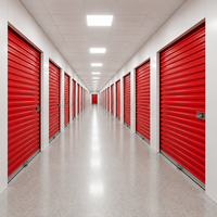 Unidades de Almacenamiento Modernas para Interiores con Puertas Enrollables Rojas, Sistema Modular de Almacenamiento para Instalaciones Comerciales de Almacenamiento en Casilleros