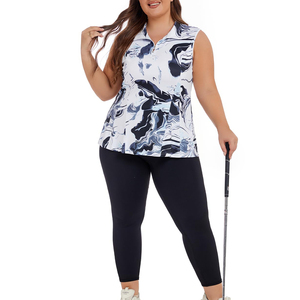 Camiseta deportiva sin mangas con cremallera de un cuarto para mujer, diseño sublimable, transpirable, para tenis, golf y correr. - Product Image 1