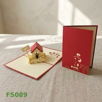 ANN HANDICRAFT FS089 Tarjetas de felicitación 3D de papel de alta calidad, impresas a 4 colores, troqueladas, con diseño de casa de perro y amistad, Vietnam
