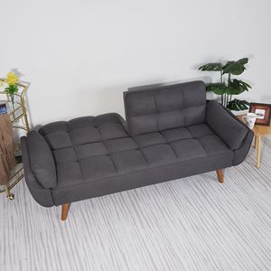 Divano Letto Convertibile Grigio Scuro da 75 Pollici con Braccioli Svasati, Stile Quadrato, Rivestimento in Tessuto per Soggiorno, Imbottitura in Schiuma - Product Image 2