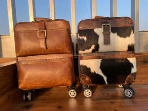 Bolsa de equipaje con ruedas de piel de vaca de alta calidad hecha a mano Real, equipaje personalizado con ruedas - Product Image 5