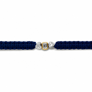 Bracelet en macramé plaqué or rhodié 14 carats avec diamants CVD de laboratoire F VVS VS, pierre centrale taille émeraude et pierres latérales taille cœur - Product Image 3