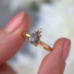 Natural Black Rutile <b>Ring</b> Pear Drop <b>Ring</b> 14K 925 Sterling <b>Silver</b> <b>Ring</b> Engagement <b>Ring</b> <b>Solitaire</b> <b>Ring</b> Promise <b>Ring</b> Women Gift - Product Image 5
