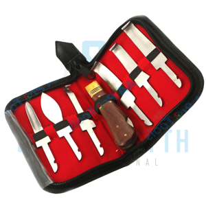 Kit de couteaux de fermeur en acier inoxydable pour le soin des sabots avec manche en bois – Instrument vétérinaire équin - Product Image 2