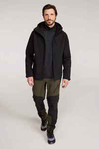 Chaqueta Acolchada con Capucha para Hombre, Negra, Cortavientos, con Cierre de Cremallera, Informal, para Invierno, Corte Regular, Forro Polar de Poliéster, Color Sólido - Product Image 2