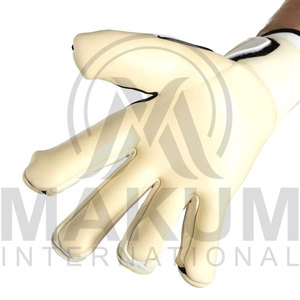 Gants de gardien de but de football à doigts entiers, blancs avec bordure noire, antidérapants, en polyester, unisexes, pour toutes les saisons - Product Image 4