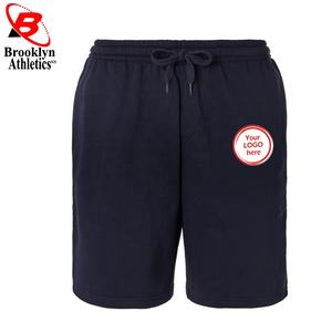 Pantalones cortos de malla de entrenamiento de verano informales, pantalones de gimnasio de dos rayas, patrón sólido, pantalones cortos para correr de tela de lana de rizo, tejido no tejido - Product Image 6