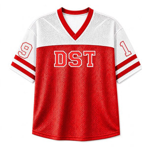 Delta |   Sigma |   T-shirt décontracté respirant à col en V et manches courtes en maille pour femme Theta Sorority, coloris rouge et blanc - Product Image 4