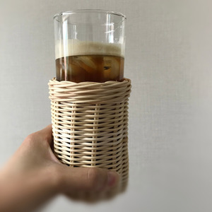 Water Cup Glass Pitchers Rattan <b>Wrapped</b> Drink Tumbler Woven Pitcher Cups Holder Drinkware Housewarming Gifts - Product Image 5
