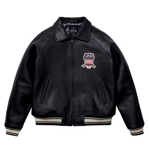 Veste en cuir pour homme Avirex, cuir de vache véritable, noir, respirant, grande taille, streetwear d'hiver - Product Image 1