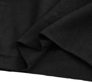 Sudadera con capucha corta negra de manga larga, color liso, informal, de forro polar, para otoño - Product Image 2
