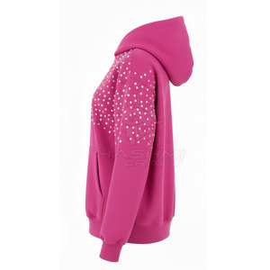 Vêtements de style urbain moderne, sweat-shirt en coton mélangé avec strass, idéal pour les tenues décontractées, les activités de plein air et les voyages - Product Image 4
