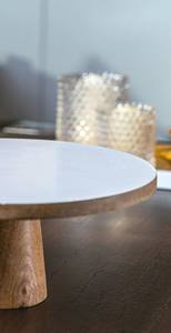 Support à cupcakes en bois fait main, écologique, avec dessus en émail blanc, design rond multifonctionnel pour mariage, Diwali, usage moderne - Product Image 5