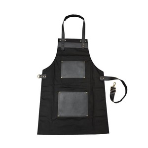 Tablier en toile imperméable avec sangles en cuir véritable, logo personnalisé, uniforme professionnel pour barman, barista, barbier, gilet porte-outils - Product Image 1