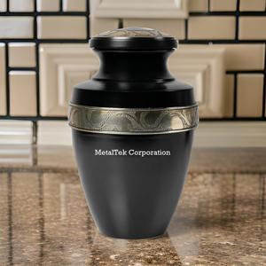 MetalTek Corporation Gracian Black Cremation <b>Urns</b> For Ashes Memorial Jars Funeral Ceremony Decorative Burial Adult Metal <b>Urns</b> - Product Image 3