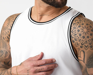 OEM Custom Men’s <b>White</b> Tank Top and Shorts <b>Set</b>- <b>2</b> <b>Piece</b> Gym Sportswear Breathable Quick-Dry Eco-Friendly Slim Fit Workout Outfit - Product Image 3