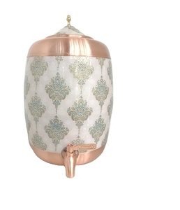 Premium Printed 08 Liter Pure Copper Water Dispenser /Matka Leak-Proof Tap Classic Design for Home Office Use Ayurvedic Health - Product Image 1