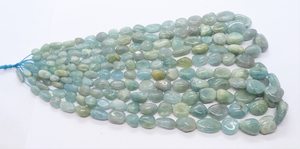 Perles d'aigue-marine naturelle lisses en forme de pépite 6-15MM, perles de pierres précieuses d'aigue-marine naturelle simples 17 pouces, perles d'aigue-marine naturelle polies - Product Image 5