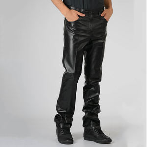 Pantalon en cuir de mouton pour homme, style streetwear, respirant, avec poches, couleur et logo personnalisables, utilisation en extérieur en hiver - Product Image 1