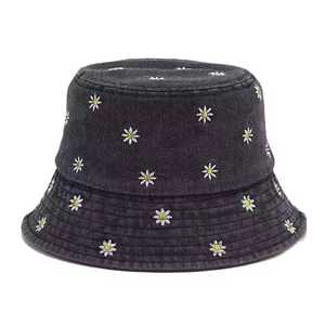 Chapeau Bob en Denim Unisexe Broderie Florale Décontracté Printemps Été 56-58CM Adulte - Product Image 3