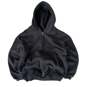 Sudadera con capucha de invierno de algodón 100% de alta calidad, corte holgado, con doble cremallera, personalizada, transpirable y de peso pesado. - Product Image 1