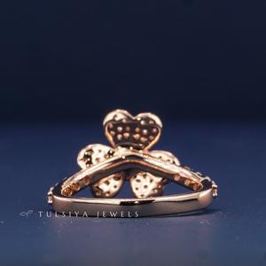 Anillo de Oro Sólido de 14K con Esmeralda y Diamante Redondo Cultivado en Laboratorio para Mujer, Joyería Fina, Gema de Aspecto Natural, Anillo de Compromiso y Boda - Product Image 4