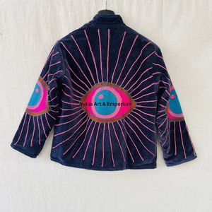 Chaqueta de algodón Suzani hecha a mano en India, chaqueta corta bordada a mano, abrigo unisex, chaqueta corta Suzani hecha a mano - Product Image 6