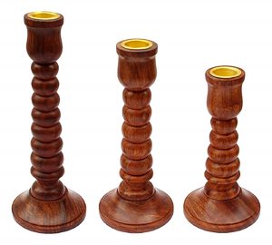 Ensemble de 3 chandeliers rustiques, forme de colonne ronde, support pour bougies en forme de pilier, décoration rustique pour la maison, style vintage - Product Image 1