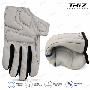 Gants de curling professionnels personnalisés en cuir véritable, paume antidérapante, doigts complets, respirants, légers, fermeture auto-agrippante - Product Image 2