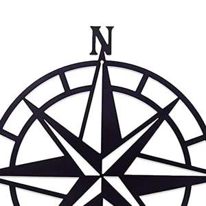 Boussole nautique décorative en métal, décoration murale sur le thème de l'océan, art mural suspendu pour l'intérieur et l'extérieur - Product Image 3