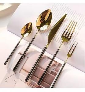 Juego de cubiertos clásico de latón dorado, juego de cubiertos de lujo para comedor, colección de utensilios de primera calidad para restaurante y hotel - Product Image 1
