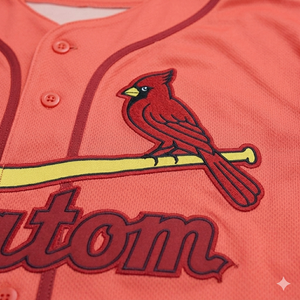 Camiseta de Béisbol Personalizada Sublimada en Rojo Coral, Uniforme de Equipo, Impresión Personalizada, Botones Cosidos, Ropa Deportiva para Hombre - Product Image 5