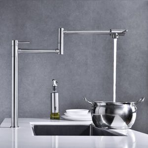 Brushed Nickel Finish Kitchen Faucet Pot Filler with Extension Shank - Product Image 2