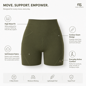 Olive Green <b>Women</b> High Waist <b>Shorts</b> V Cross Waist Contour Seam Stretch Yoga Gym Custom Logo Private Label gym <b>short</b> - Product Image 5