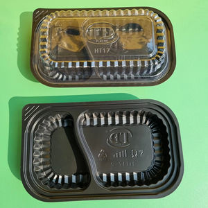 Produit phare 2026 : Contenant alimentaire jetable en plastique à 1 ou 2 compartiments avec couvercle, couleur noire, pour plats à emporter – Le plus populaire en usine - Product Image 1