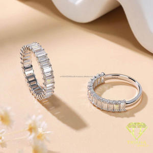 Luxury Baguette Cut Moissanite Eternity <b>Ring</b> 925 Sterling <b>Silver</b> Full Band Wedding Jewelry <b>Statement</b> <b>Ring</b> For Women - Product Image 2