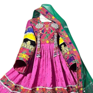 Afghan Kuchi Dress With Heavy <b>Mirror</b> And Coin Work Tribal Embroidery Ethnic Long Maxi Gown Perfect For Bridal Afghan Kuchi Dress - Product Image 6