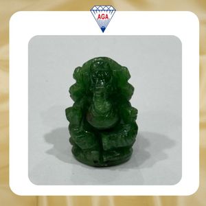 Estatua de Ganesha de Tsavorita Natural Antigua, Tallado Rústico Único, 57.50 Quilates, AAAA, Tanzania, Pieza de Arte Coleccionable de Gema Rara - Product Image 2