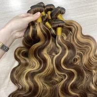 Extensions de cheveux naturels Remy 11A, tissage vietnamien, trame machine, pointes épaisses, couleur piano