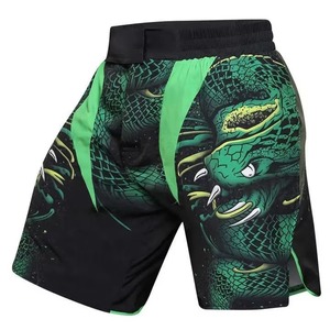 Men Mixed Martial Arts Shorts Green <b>Dragon</b> Print Quick Dry Polyester Regular Fit Adult MMA Wear Sublimation Transfer Print - Product Image 3
