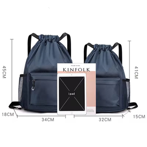 Sac à dos à cordon personnalisé avec logo, imperméable, avec poches, couleur unie, sac de sport pour le basketball, la gym et la natation - Product Image 3