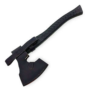 ขวานไวกิ้งเหล็กกล้าคาร์บอนเกรดอุตสาหกรรม ทำมือ ใบมีดมีหนวด ด้ามไม้ สำหรับเอาตัวรอด กิจกรรมกลางแจ้ง ตั้งแคมป์ ทอมฮอว์ก - Product Image 5