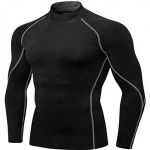 <b>Men's</b> Full Sleeve <b>Compression</b> <b>Shirt</b> Black Spandex Polyester Quick Dry Breathable 140g Sport Top Rash Guard - Product Image 1
