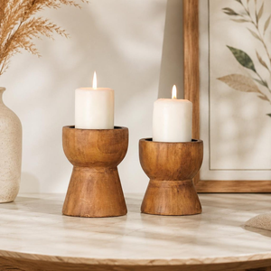 Candelabros de Madera Rústicos Estilo Farmhouse, Portavelas Decorativos de Madera, Centro de Mesa Vintage - Product Image 3
