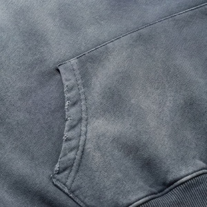 <b>Acid</b> Washed Stonewashed Oversized <b>Drop</b> Shoulder Stylish Tracksuit Sweatshirts Front Logo Hoodie Men's Workout Gear - Product Image 5
