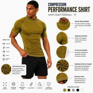 <b>Mens</b> Athletic <b>Compression</b> Top Lightweight Performance Rash Guard Stretch Fit Quick Dry Sports <b>Shirt</b> - Product Image 6