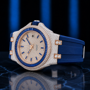 Reloj Cronógrafo Analógico Mecánico ETA de Acero Inoxidable, Diseño Personalizado, Estilo Antiguo, de Lujo, con Diamantes Moissanite de OM GEMS para Hombre - Product Image 3
