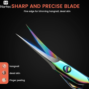 Créez vos propres nouveaux ciseaux à ongles multicolores en titane, ciseaux de manucure incurvés en acier inoxydable avec poignées en acier - Product Image 4