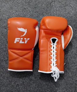 Guantes de Boxeo Fly Blancos y Naranjas de Cuero PU con Cordones, Guantes de Entrenamiento para Boxeo Unisex de 14 Años en Adelante - Product Image 1
