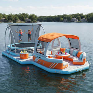 Île flottante gonflable Aqua Party avec tente, plateforme et bar, garantie 1 an, capacité 5-10 personnes, en PVC - Product Image 3